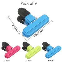 Food Bag Clips for Food Storage Set of 9 Food Clips Kitchen Storage Clip Seal Clips,Sturdy,Airtight,Reusable 3 Colours Convenient for keeping food fresh - Ideal for Home, Kitchen,Travel,Camping