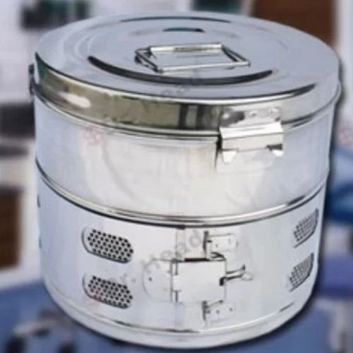 Stainless Steel Hospital Dressing Drum Color Code: Silver