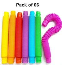 HSR Toys for Kids Sensory Toy Pop Tubes (Pack of 6), Kids Birthday Gift Magical Folding Fidget Stress Relief Magical Toy