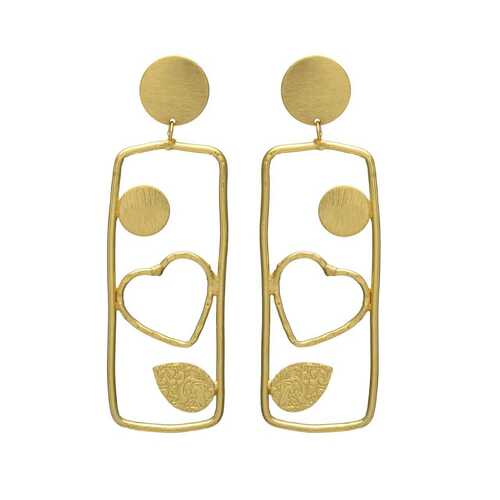 rectangular love drop earrings set