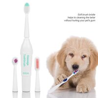 Oumefar Triple Dog Pet Finger Toothbrush Set Dog Pet Toothbrush Pet Dog Electric Toothbrush Kissable Electric Cleaning Soft Massage Finge for Dogs Cats(Green)