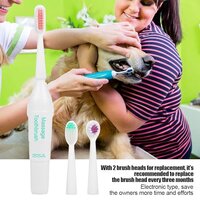 Oumefar Triple Dog Pet Finger Toothbrush Set Dog Pet Toothbrush Pet Dog Electric Toothbrush Kissable Electric Cleaning Soft Massage Finge for Dogs Cats(Green)