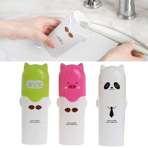 Mitsico Cute Cartoon Camping Portable Toothbrush Case Holder/Hiking Box Tube, Standard Plastic Automatic Toothpaste