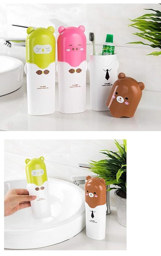 Mitsico Cute Cartoon Camping Portable Toothbrush Case Holder/Hiking Box Tube, Standard Plastic Automatic Toothpaste