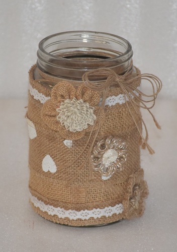8 Inch Glass Jar With Jute Pedestal