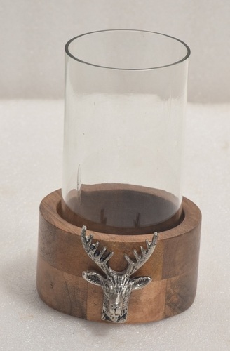 7 inch Glass Jar With Wood Stand