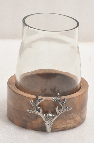 6 Inch Glass Jar With Wood Stand