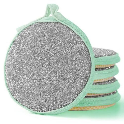 Dherik Tradworld 2 in 1 Sponge Dish Scrubber | Double Side Dishwashing Scrubber | Pan/Pot Wash Sponges for Kitchen | Kitchen Cleaning Supplies (Set of 5 PCs,Multicolor)