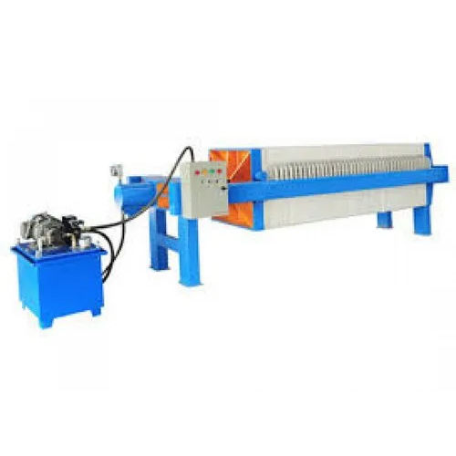 Blue Semi Automatic Filter Press With Boom Door