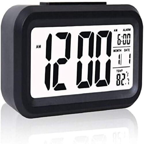 Digital Smart Alarm Clock - Smart Automatic Sensor Backlight Plastic Alarm with Date & Temperature Display for Home Office