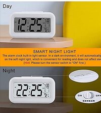 Digital Smart Alarm Clock - Smart Automatic Sensor Backlight Plastic Alarm with Date & Temperature Display for Home Office