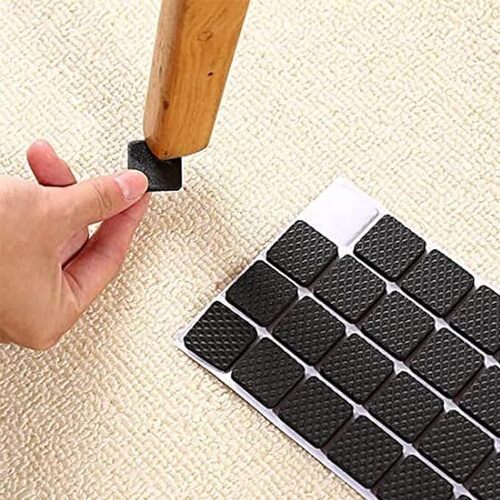 SpiderJuice 18Pc Self Adhesive Black Square Soft EVA Like Rubber Furniture Protection Non Slip Anti Skid Scratch Proof Buffer Bumper Floor Noise Insulation Bush Leg Pads Guards