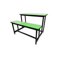 Wooden And Iron School Desk And Bench Design: One Piece