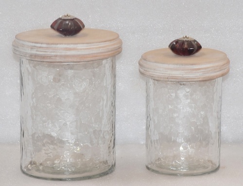 7 Inch Glass Jar With Wooden Lid - Color: Different Colors Available