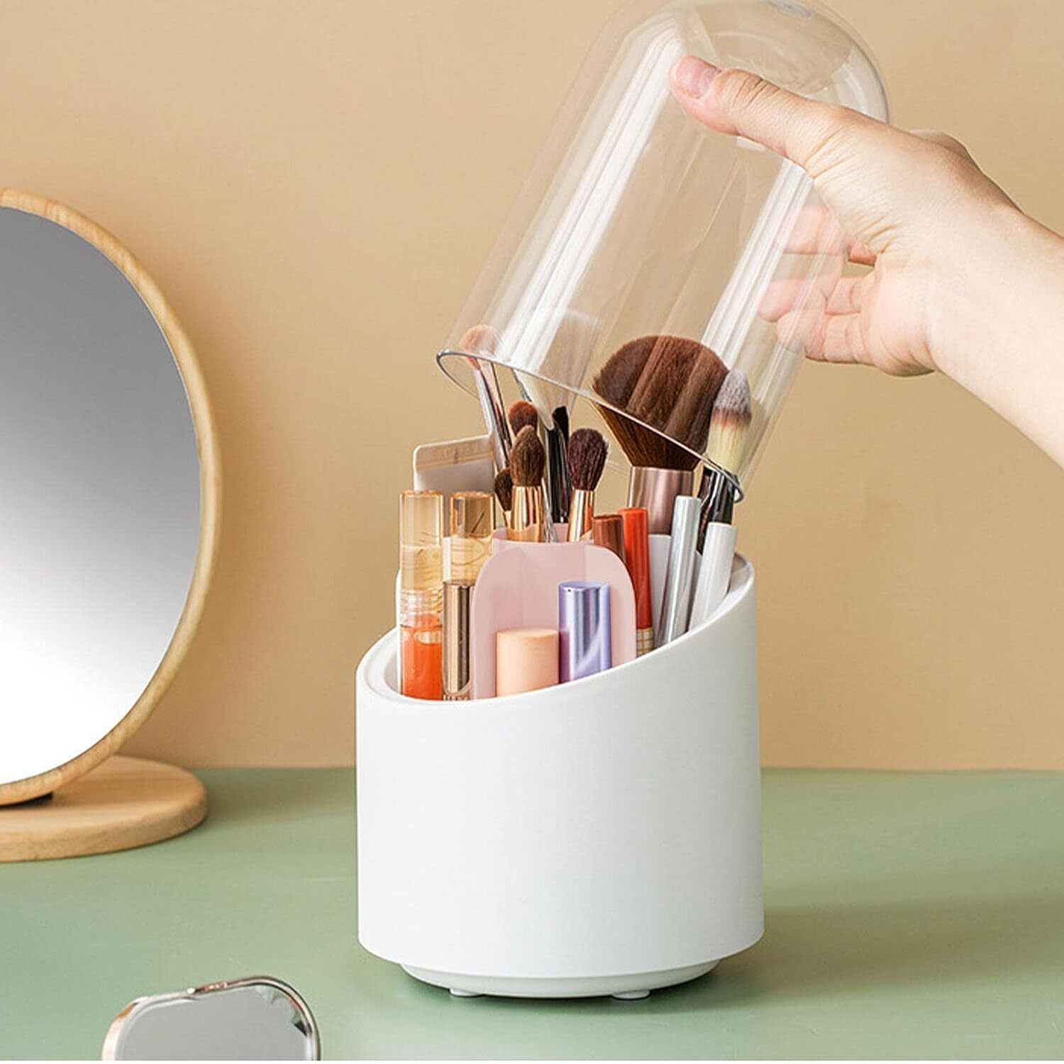 ROTATING MAKEUP BRUSH HOLDER ORGANIZER