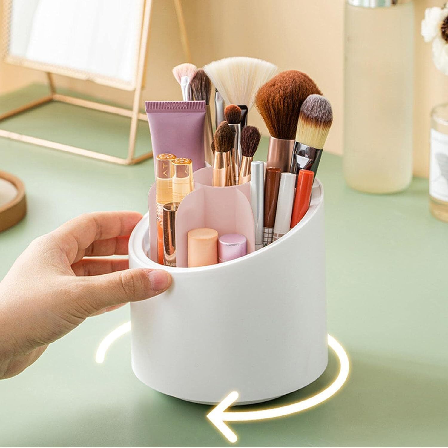ROTATING MAKEUP BRUSH HOLDER ORGANIZER