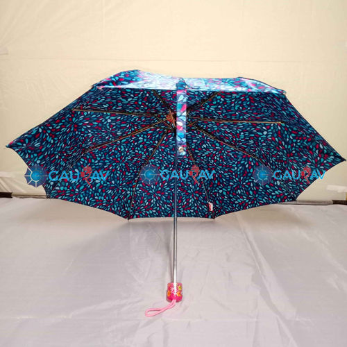 Black 3 Fold 21.5x8 Women Print Manual Umbrella