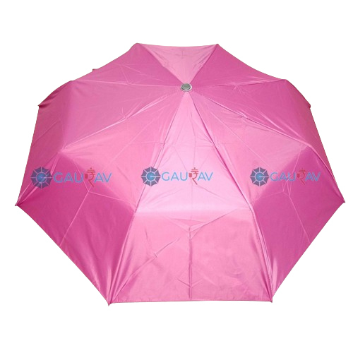 Pink 21.5X8Inch  Mono Silver Manual 3 Fold Umbrella