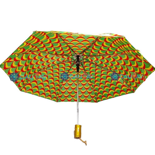 Green 22.5Inch  Women Print Auto 3 Fold Umbrella