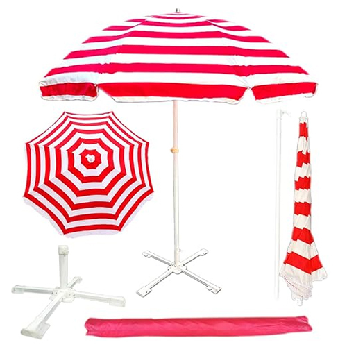 Red And White 8 Feet Garden Umbrellas