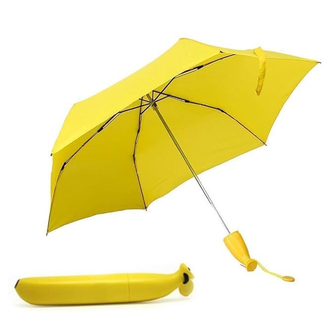 Gra8 Banana Shaped Monsoon Umbrella Windproof Rainy Day Umbrella for Women Girl Outdoor Uv Protection Umbrella Quirky Gifts for Monsoon Kids Children Best Gift (1Pcs) (Multicolor)