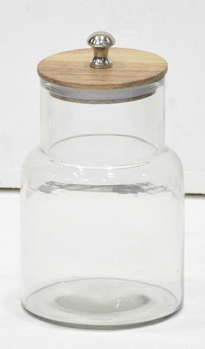 7 Inch New Look Glass Jar With Wooden Lid