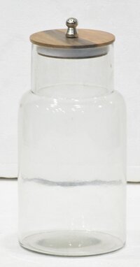 9 Glass Jar With Metal Bead - Color: Tranparent