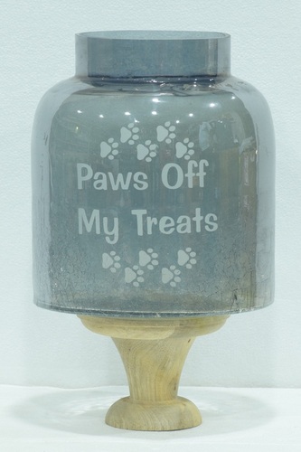 Toffee Glass Jar With Wooden Stand