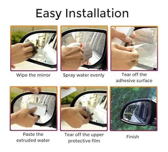 KeepCart Polyethylene Terephthalate Universal Car Accessories Rear-View Mirror Waterproof Anti Fog Rainproof Anti-Water Protective Film Self-Adhesive Sticker For Car