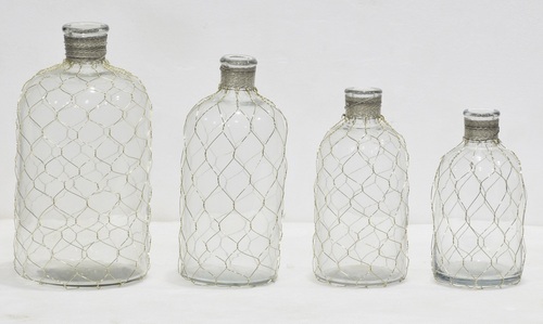 Set of 4 Glass Pedestal Jar