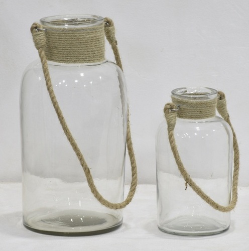 13 Inch Glass Jar With Jute Handle