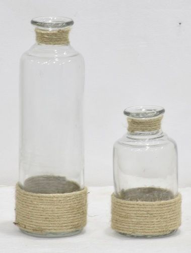 Glass Jar Set With Jute Pedestal