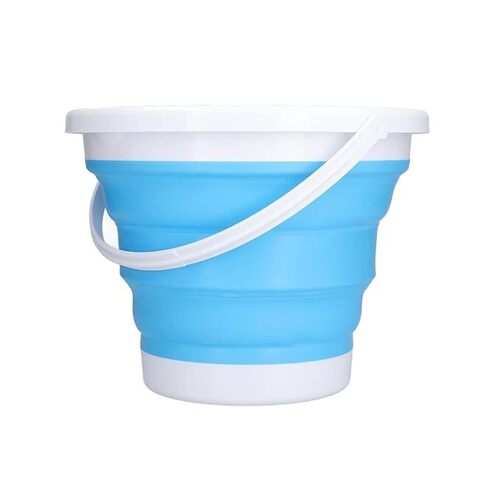 EXCLUZO Collapsible Plastic Bucket, Flexible Cleaning Bucket Space Saving 10L BPA Free Outdoor Waterpot with Handle for Garden Camping for House Cleaning