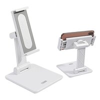 Tizum Multipurpose Tablet & Mobile Holder - Pvc Material, White Color | Foldable Design With 360â° Rotation, Height Adjustment & Anti-skid Silicone Pads