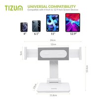 tizum Multipurpose Tablet & Mobile Holder for All Smartphones, Tabs, Kindle, ipad Mobile Holding Tabletop Stand, Foldable Design with 360 Angle & Height Adjustment, Anti-Skid Silicone Pads