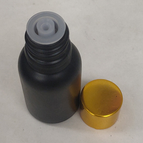 15ml Glass Bottle - Matte Black Finish, Easy Open End Sealing, Elegant Golden Cap, Suitable for Chemical and Pharmaceutical Use, Warranty Included