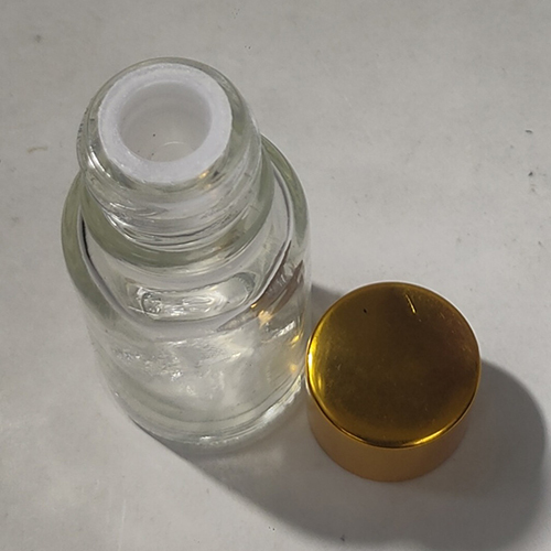 Transparent Glossy Glass Bottle - 10 ml, Round Shape with Golden Cap, Easy Open End Seal, Engraved Surface, Ideal for Chemical and Pharmaceutical Use, Warranty Included