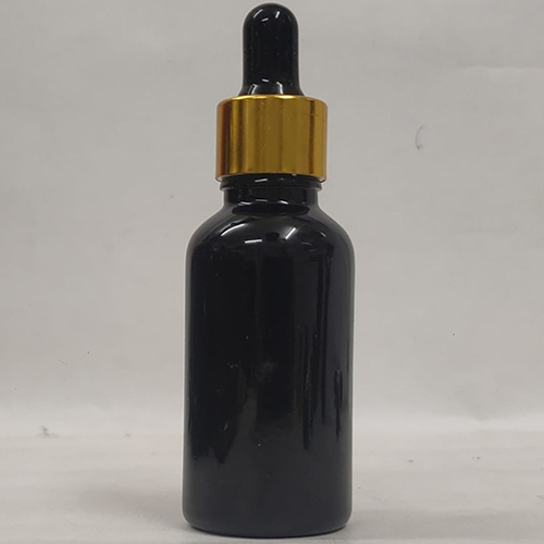 Black Glossy Color Glass Bottle With Dropper - 30 Milliliters, Engraved Surface, Easy Open End, Ideal for Chemical and Pharmaceutical Use, Quality Assurance Warranty