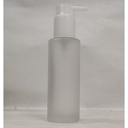 Transparent Frosted Glass Bottle - 100ml, Round Shape with Dispenser Lock and Easy Open End Seal, Ideal for Chemical and Pharmaceutical Use