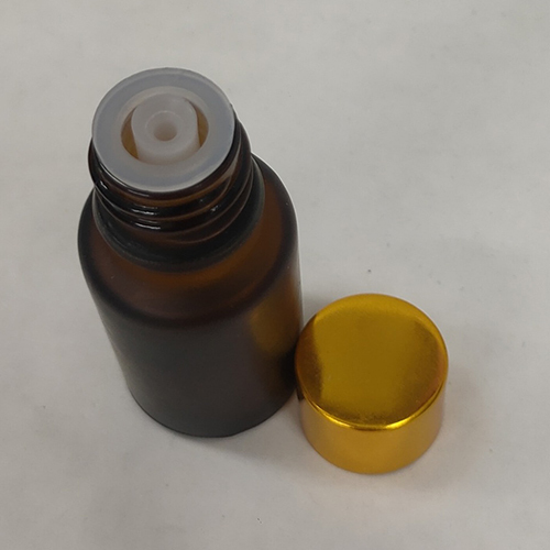 Amber Frosted Glass Bottle - 10ml Capacity, Golden Cap, Easy Open End - Ideal for Chemical and Pharmaceutical Storage