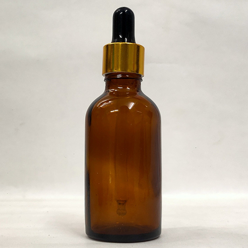 Amber Glass Bottle - 50ml Capacity, Round Shape With Easy Open End Dropper, Engraved Surface, Ideal for Chemical and Pharmaceutical Use, Warranty Included