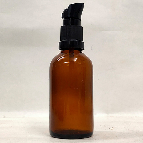 Amber Glass Serum Pump Bottle - 50 Milliliters | Durable Glass, Easy Open End Seal, Engraved Surface for Professional Use