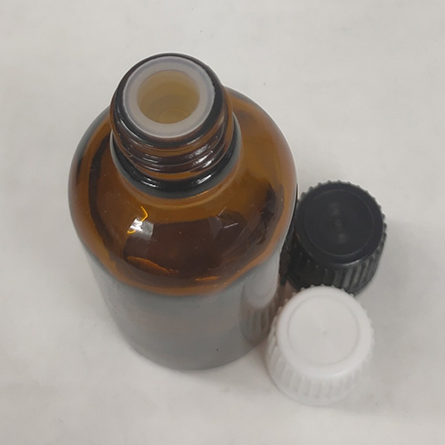 Amber Glass Bottle - 50ml, Easy Open End With Euro Cap & Vati Plug, Engraved Round Design For Chemicals & Pharmaceuticals