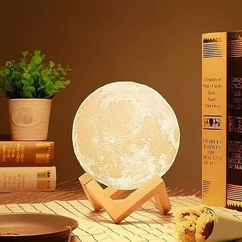 3D Moon Lamp 7 Colour Changeable Sensor Moon Night Light Lamp, Touch Control, Moonlight Lamp with Stand & USB for Bedrooms Valentine Gifts,Festival Gifts,Corporate Gifts, Wedding Gift