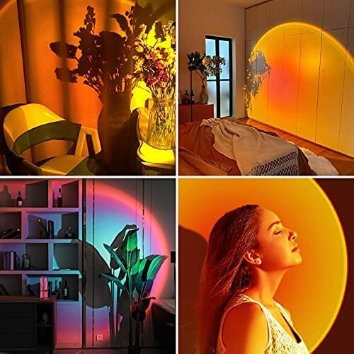 SHREVI Sunset Lamp, Sunset Lamp Projection, 4 in 1 Color Changing Sunset/Sun Light/Sunset Red/Rainbow, Night Light for Photography/Room/Bedroom/Car/Pictures, Pack of 1