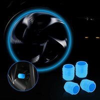 Careflection || Luminous Wheels Cap Tire Valve Stem, Glow Luminous at Night, Air Caps Cover Fluorescent, Illuminated Auto Car Wheel Valve Stem Caps Cover for SUV, Motorcycles, Truck (4 PCS, Blue)