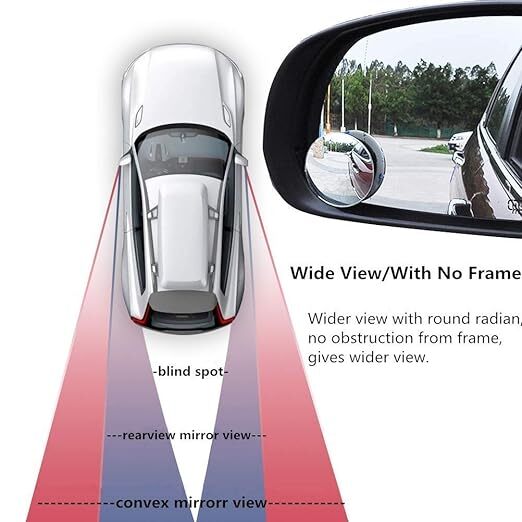 CarFrill Blind Spot Round Wide Angle Mirror for All Universal Vehicles Car Stick