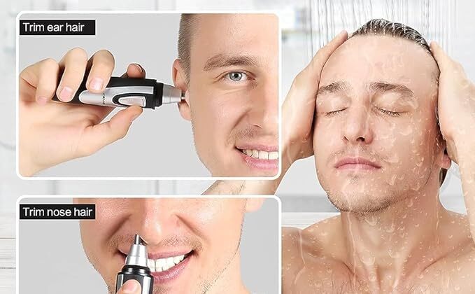 Latest 3 in 1 Nose Hair Trimmer Professional Painless Eyebrow Trimmer for Men and Women Battery-Operated Dual-Edge Blades