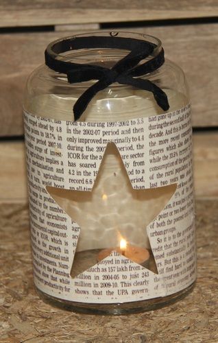 Glass Candle Votive With Star