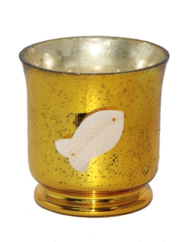 9 Cm Metal Votive Candle Holder With Gold Plated - Color: Golden